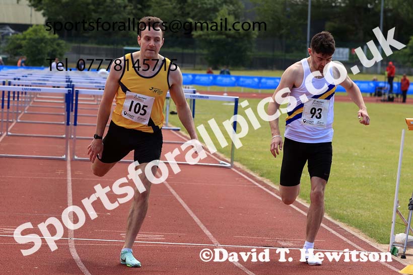 Senior Mens 110 metres hurdles 2024 Northern Senior and Under-20s Track and Field Champs, Middlesbrough.  Photo: David T. Hewitson/Sports for All Pics
